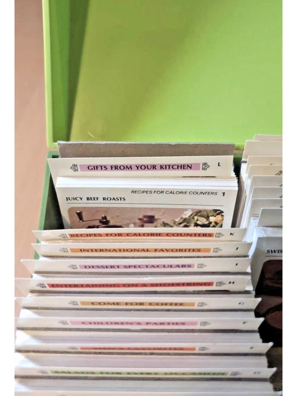 1971 Betty Crocker Recipe Card Library Index Box Retro Avocado Green Complete